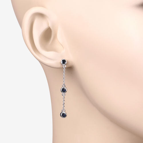 0.66 Carat Genuine Blue Sapphire .925 Sterling Silver Earrings