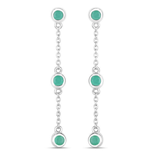 0.60 Carat Genuine Emerald .925 Sterling Silver Earrings