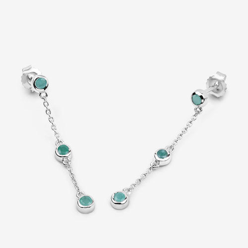 0.60 Carat Genuine Emerald .925 Sterling Silver Earrings