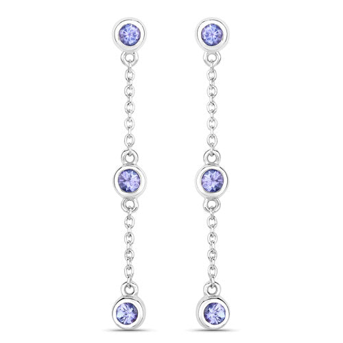 0.60 Carat Genuine Tanzanite .925 Sterling Silver Earrings