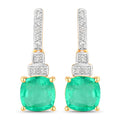 2.72 Carat Genuine Ethiopian Emerald and White Diamond 14K Yellow Gold Earrings