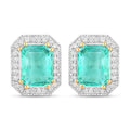 2.99 Carat Genuine Ethiopian Emerald and White Diamond 14K Yellow Gold Earrings