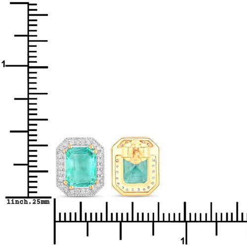 2.99 Carat Genuine Ethiopian Emerald and White Diamond 14K Yellow Gold Earrings