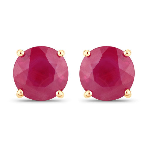 0.86 Carat Genuine Ruby 14K Yellow Gold Earrings