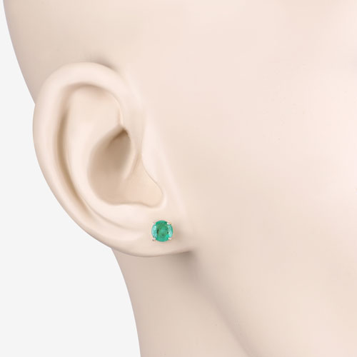 0.72 Carat Genuine Zambian Emerald 10K Yellow Gold Earrings