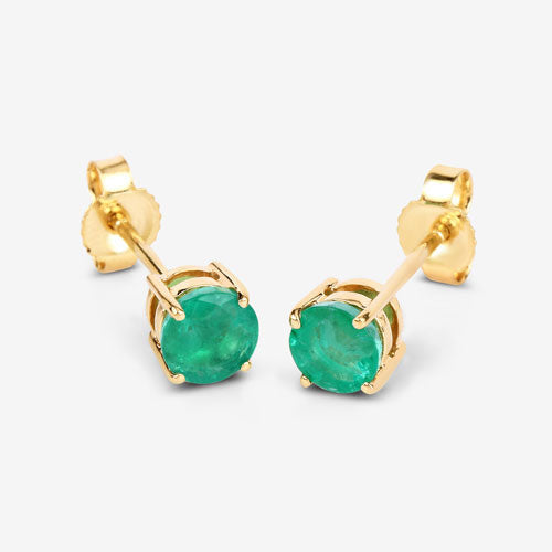 0.72 Carat Genuine Zambian Emerald 10K Yellow Gold Earrings