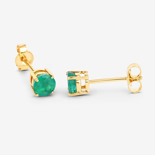 0.72 Carat Genuine Zambian Emerald 10K Yellow Gold Earrings