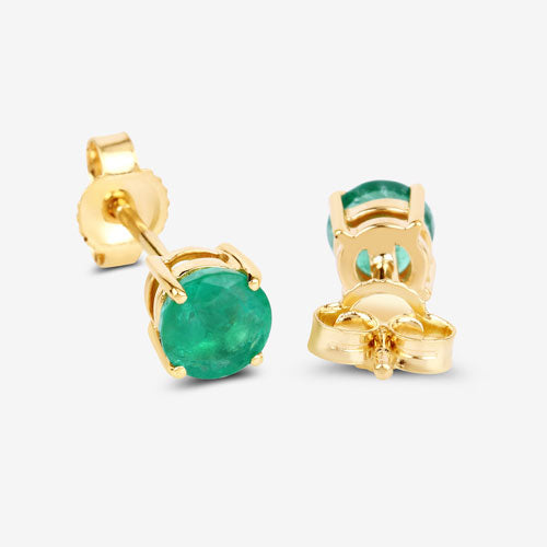 0.72 Carat Genuine Zambian Emerald 10K Yellow Gold Earrings