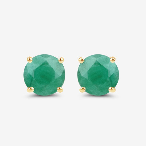 0.72 Carat Genuine Zambian Emerald 10K Yellow Gold Earrings