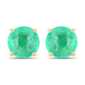 0.72 Carat Genuine Zambian Emerald 14K Yellow Gold Earrings