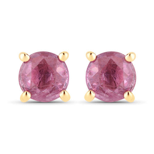 1.30 Carat Genuine Pink Sapphire 10K Yellow Gold Earrings