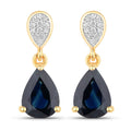 2.76 Carat Genuine Blue Sapphire and White Diamond 14K Yellow Gold Earrings