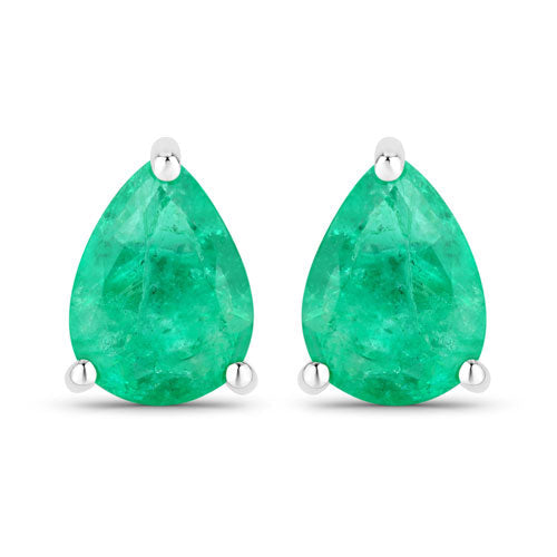 0.70 Carat Genuine Zambian Emerald 14K White Gold Earrings