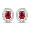 2.12 Carat Genuine Ruby and White Diamond 14K White Gold Earrings