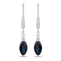 2.73 Carat Genuine Blue Sapphire and White Diamond 14K White Gold Earrings