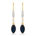 2.73 Carat Genuine Blue Sapphire and White Diamond 14K Yellow Gold Earrings