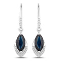 2.79 Carat Genuine Blue Sapphire and White Diamond 14K White Gold Earrings