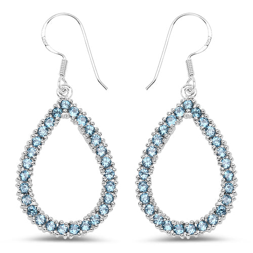 4.32 Carat Genuine London Blue Topaz .925 Sterling Silver Earrings