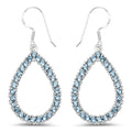 4.32 Carat Genuine London Blue Topaz .925 Sterling Silver Earrings