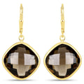 21.40 Carat Genuine Smoky Quartz .925 Sterling Silver Earrings