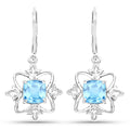 5.30 Carat Genuine Swiss Blue Topaz .925 Sterling Silver Earrings