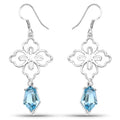 12.82 Carat Genuine Swiss Blue Topaz .925 Sterling Silver Earrings