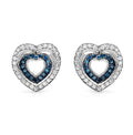 0.49 Carat Genuine Blue Diamond & White Diamond .925 Sterling Silver Earrings