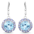 9.96 Carat Genuine Blue Topaz and Tanzanite .925 Sterling Silver Earrings