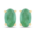 0.38 Carat Genuine Zambian Emerald 10K Yellow Gold Earrings