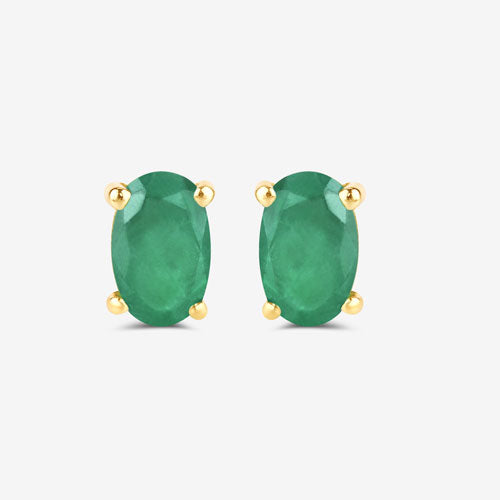0.38 Carat Genuine Zambian Emerald 10K Yellow Gold Earrings