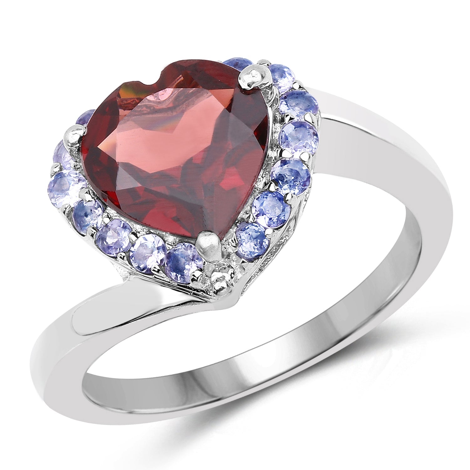 3.26 Carat Genuine Garnet and Tanzanite .925 Sterling Silver Ring