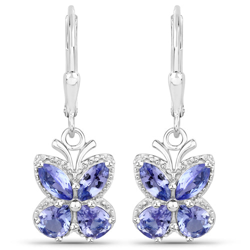 2.08 Carat Genuine Tanzanite .925 Sterling Silver Earrings
