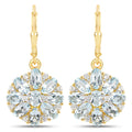 18K Yellow Gold Plated 4.58 Carat Genuine Blue Topaz and White Topaz .925 Sterling Silver Earrings