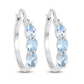 1.75 Carat Genuine Aquamarine and White Diamond .925 Sterling Silver Earrings