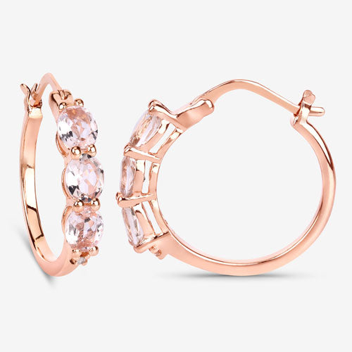 1.63 Carat Genuine Morganite and White Diamond .925 Sterling Silver Earrings