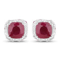 6.12 Carat Dyed Ruby, Ruby and White Topaz .925 Sterling Silver Earrings