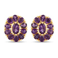 18K Yellow Gold Plated 3.84 Carat Genuine Amethyst .925 Sterling Silver Earrings