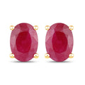 1.70 Carat Genuine Ruby 14K Yellow Gold Earrings