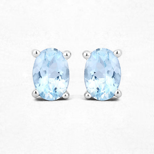 0.72 Carat Genuine Aquamarine .925 Sterling Silver Earrings