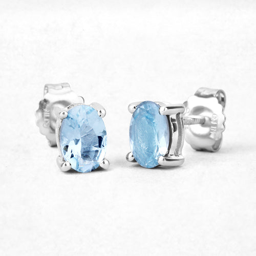 0.72 Carat Genuine Aquamarine .925 Sterling Silver Earrings