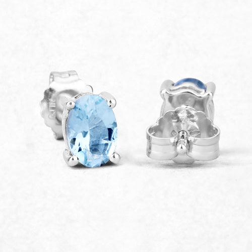 0.72 Carat Genuine Aquamarine .925 Sterling Silver Earrings