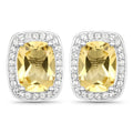 2.81 Carat Genuine Citrine and White Topaz .925 Sterling Silver Earrings