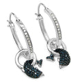 0.54 Carat Genuine Blue Diamond and White Diamond .925 Sterling Silver Earrings