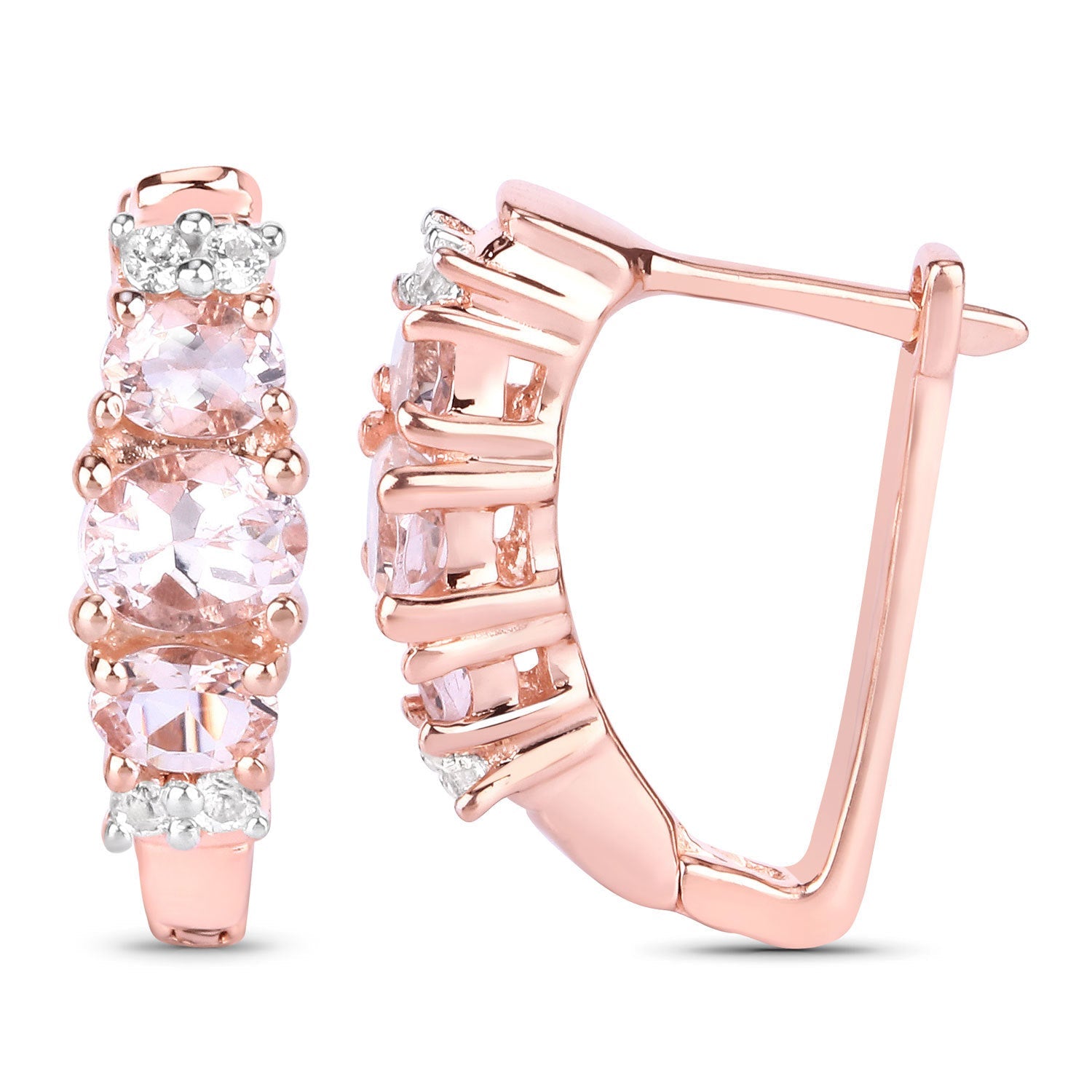 1.32 Carat Genuine Morganite and White Topaz .925 Sterling Silver Earrings