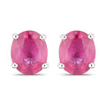 0.60 Carat Genuine Ruby 14K White Gold Earrings
