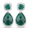 26.00 Carat Dyed Emerald .925 Sterling Silver Earrings