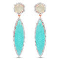 14K Rose Gold Plated 17.14 Carat Genuine Amazonite, Prehnite And White Topaz .925 Sterling Silver Earrings
