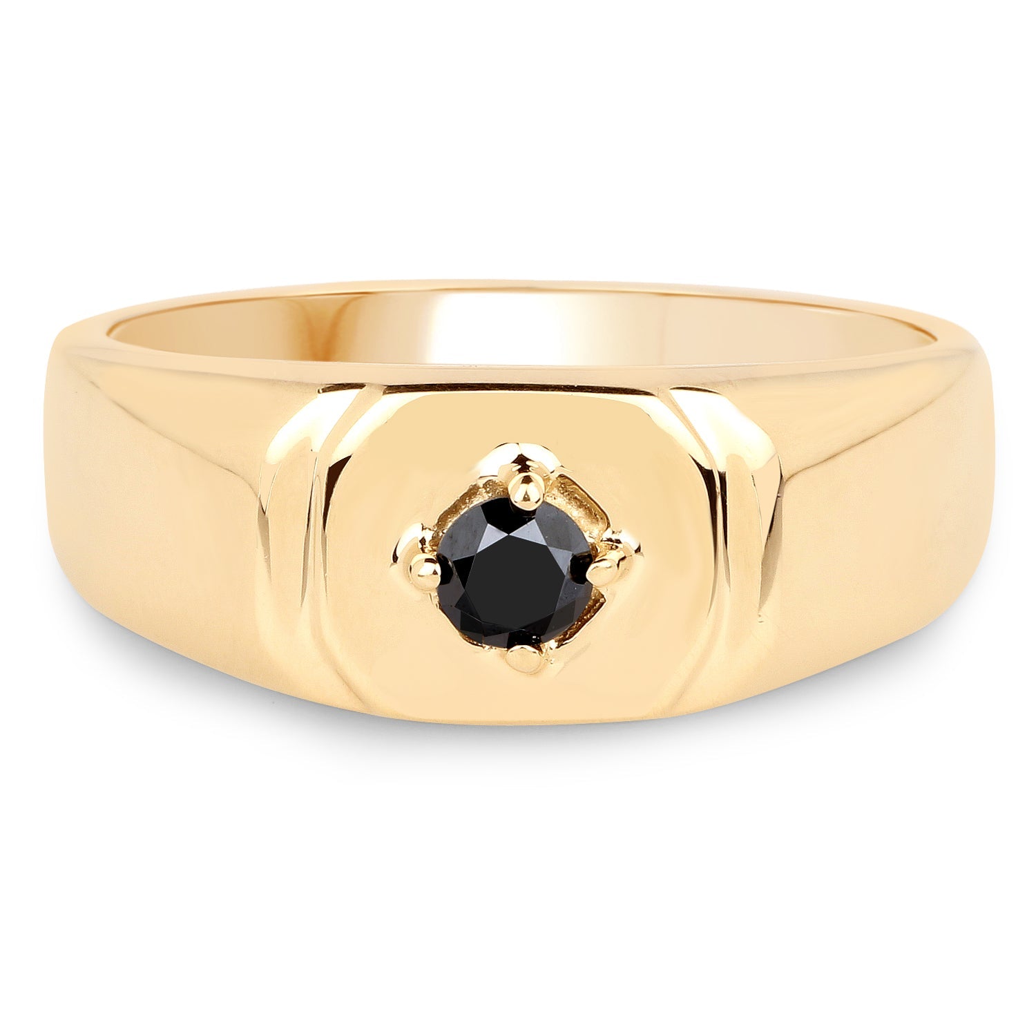 14K Yellow Gold Plated 0.20 Carat Genuine Black Diamond .925 Sterling Silver Ring
