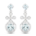 4.42 Carat Genuine Aquamarine and White Zircon .925 Sterling Silver Earrings