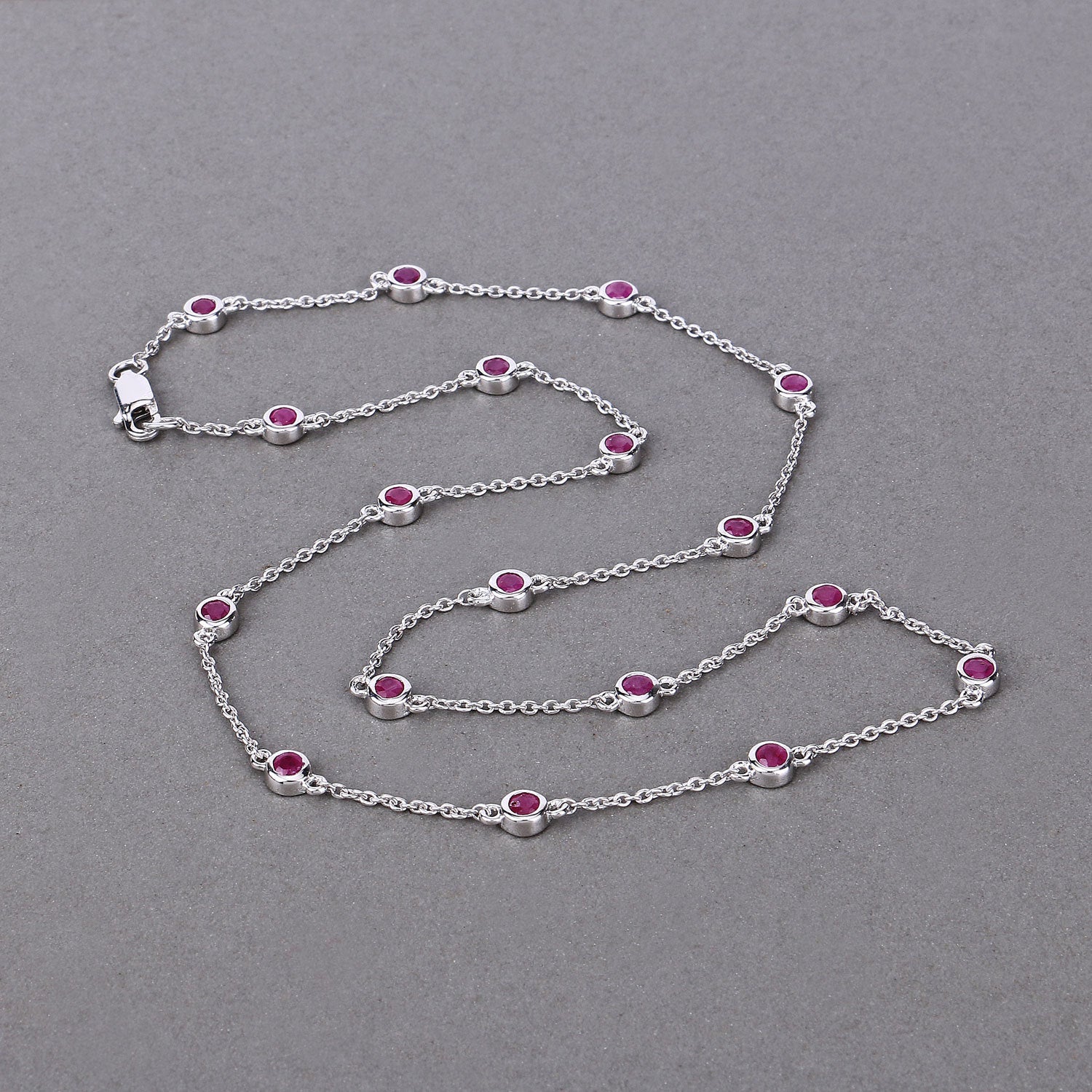 2.34 Carat Genuine Ruby .925 Sterling Silver Necklace